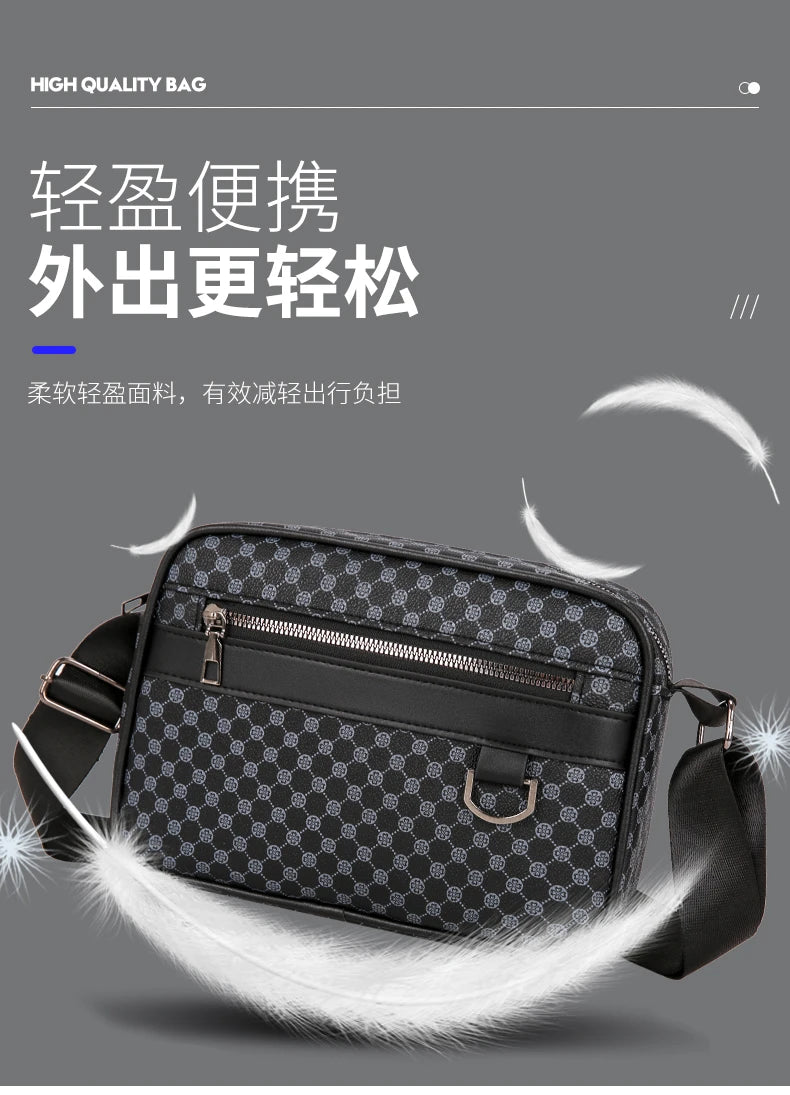 Bolso de hombro con estampado de moda para hombre, bandolera de mensajero de piel sintética, bolso de estilo Vintage para hombre, bolso de hombro, regalo para hombre