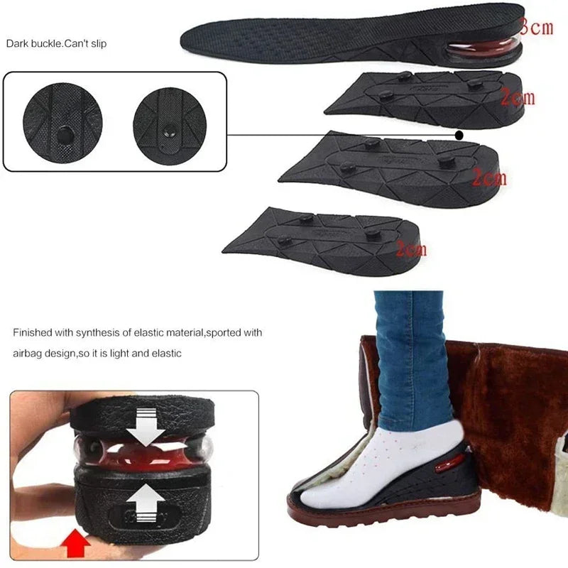 Plantilla de elevación de cojín de zapato de aire para hombres y mujeres, plantilla Invisible Variable de 3-9cm, plantillas para aumentar la altura, almohadilla de soporte más alta de corte ajustable
