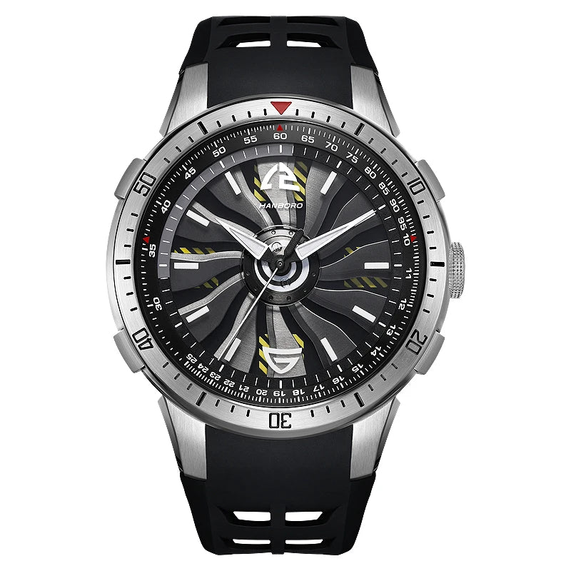 Reloj mecánico con volante ahuecado de HANBOROMen, reloj impermeable luminoso personalizado completamente automático