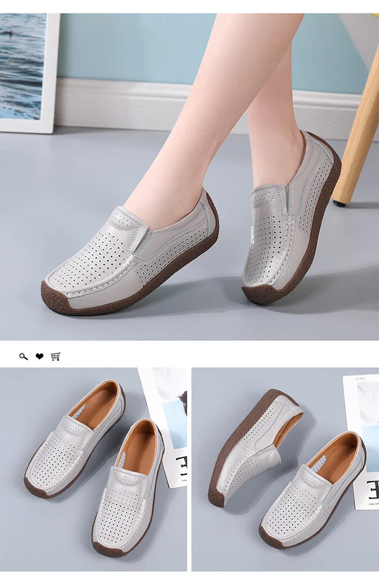 Zapatos informales De cuero genuino para Mujer, zapatillas De ocio, mocasines sin cordones De marca De lujo para Mujer, mocasines suaves para Mujer, Zapatos De Mujer