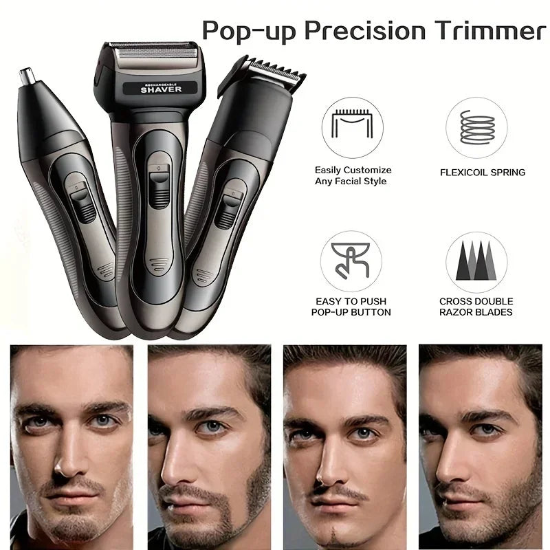 Xiaomi-Afeitadora eléctrica 3 en 1 para hombre, Kit de aseo, recortador de pelo y Barba, máquina de afeitar para cuerpo, nariz y orejas, afeitadora facial recargable
