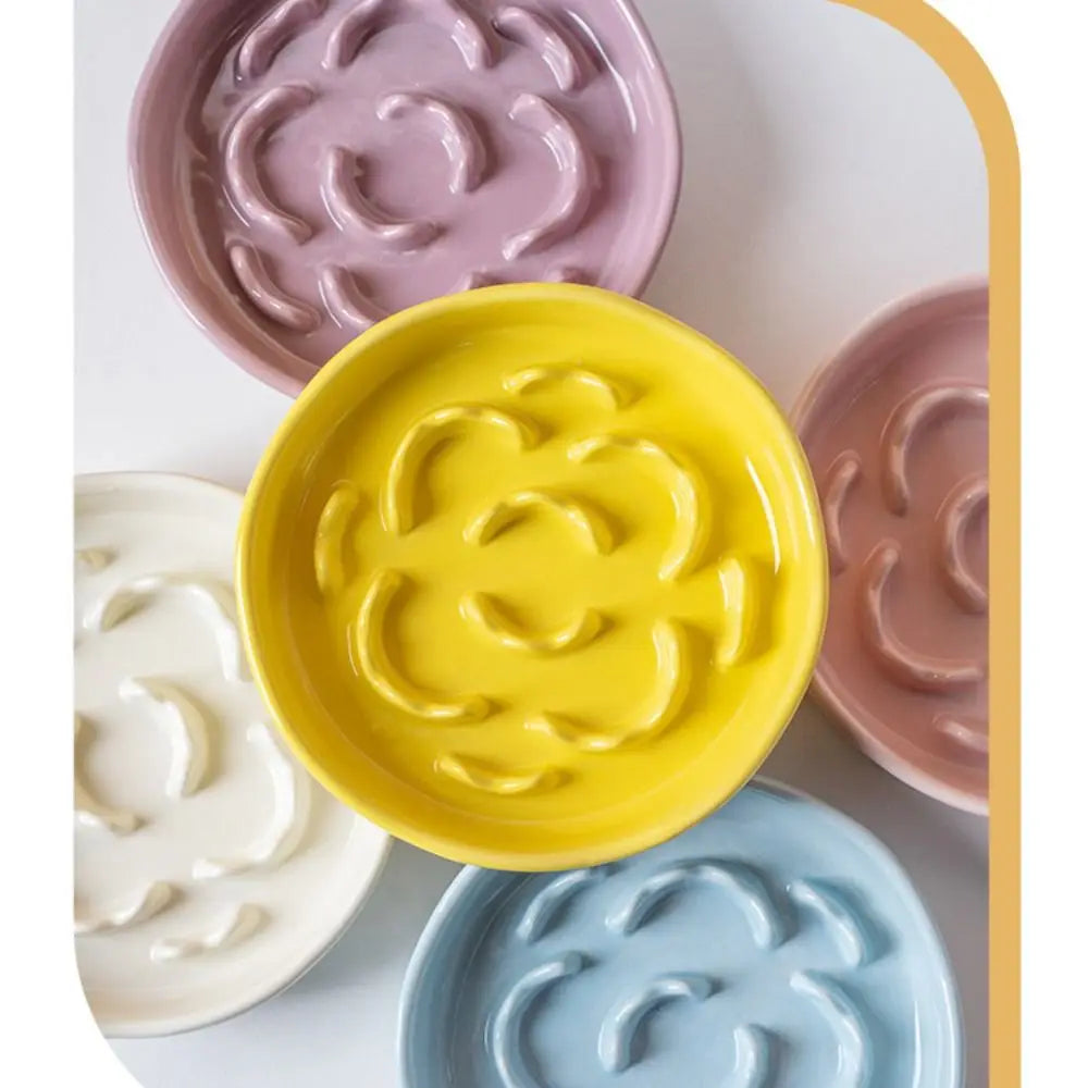 Cuenco de Cerámica para Gatos, Comedero Lento, Lindo, Multiusos, con Base Alta, Gran Capacidad, Antideslizante, Recipiente para Agua y Comida para Perros