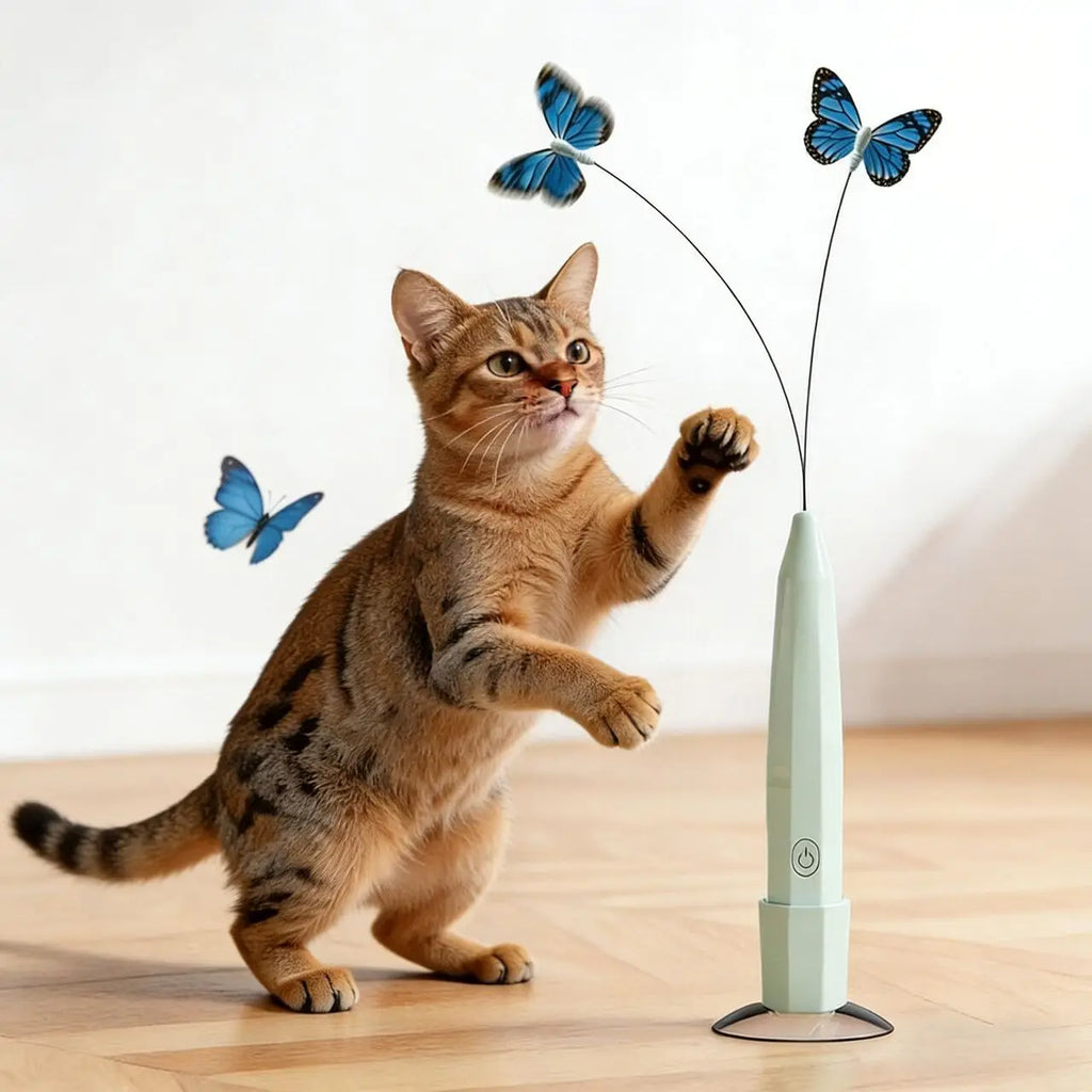 Juguete Eléctrico de Gato con Mariposa Voladora, Juguete Automático Interactivo para Gatitos, para Divertirse, Hacer Ejercicio y Jugar