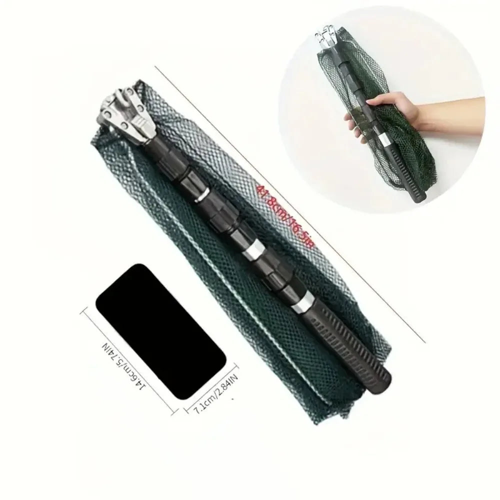 Red de pesca plegable ultraligera - Mango telescópico de aleación de aluminio duradero - Ideal para cualquier aventura de pesca - Esencial