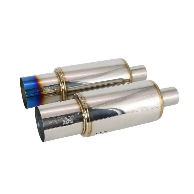 Tubo de escape de coche, piezas modificadas, silenciador HKS, tubo de escape recto, salida Universal 89MM, plata brillante, azul, acero inoxidable 51 63 76mm apto