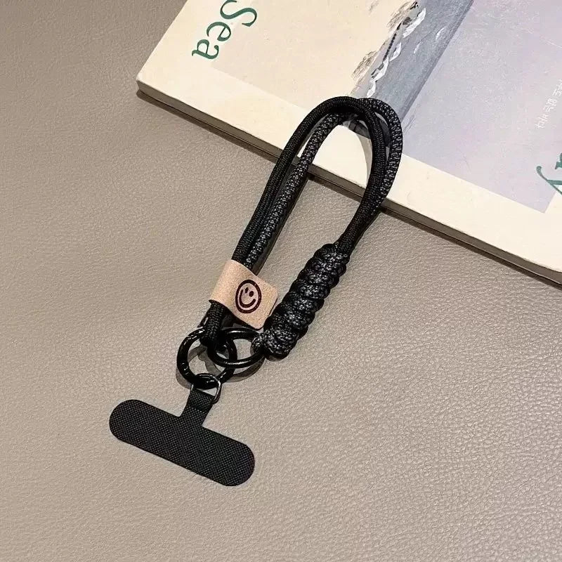 Cordón de teléfono tejido contrastante de estilo británico INS, funda de teléfono corta de mano a la moda, cuerda para muñeca, colgante para equipaje de muñeca, cuerda colgante