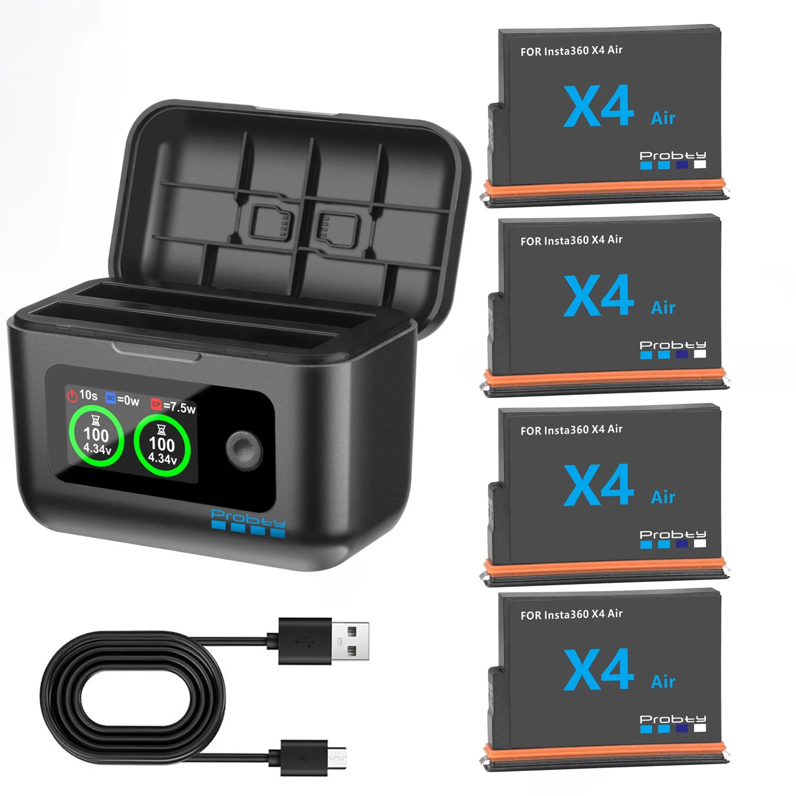 Batería de repuesto de 2100mAh para Insta360 X4 Air / Caja de carga rápida para accesorios de cámara de acción Insta 360 X4 Air
