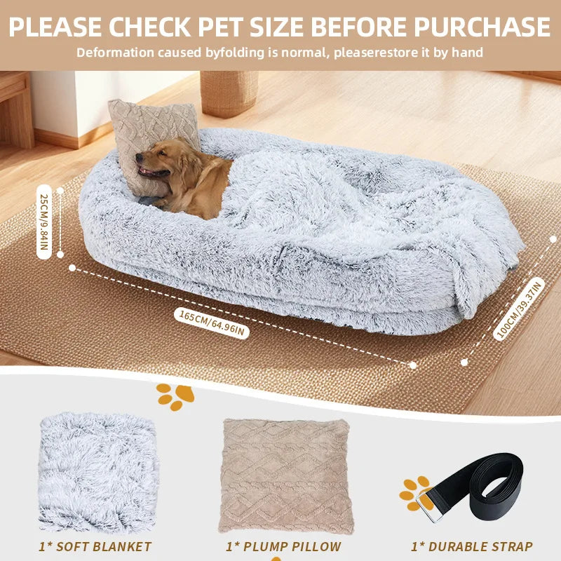 Cama gigante para perros para humanos, cama de esponja de felpa para humanos y perros, colchón informal tanto para humanos como perros.