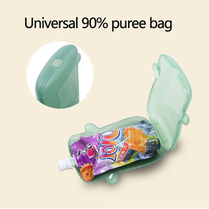 Soporte para bolsa de comida sin desorden, exprimidor de alimentos apto para niños, bolsa de succión para bebés y niños pequeños, mantiene tus niños limpios y felices
