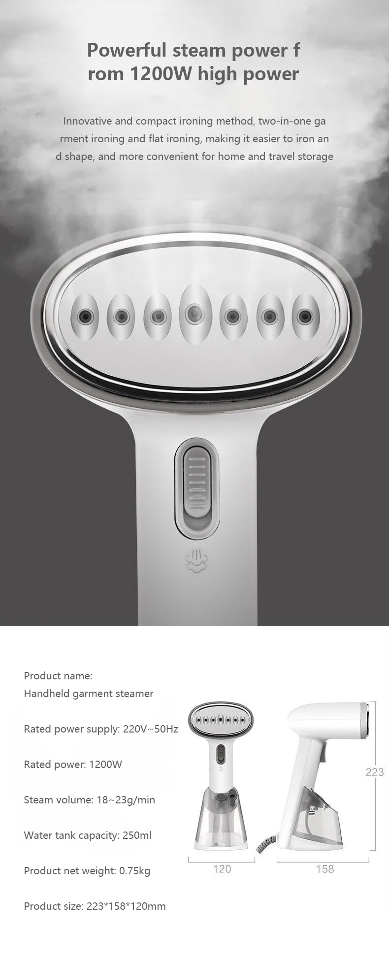Haier-vaporizador de ropa portátil, limpiador de vapor eléctrico para el hogar, eliminación de ácaros colgantes, vaporizador de mano para ropa