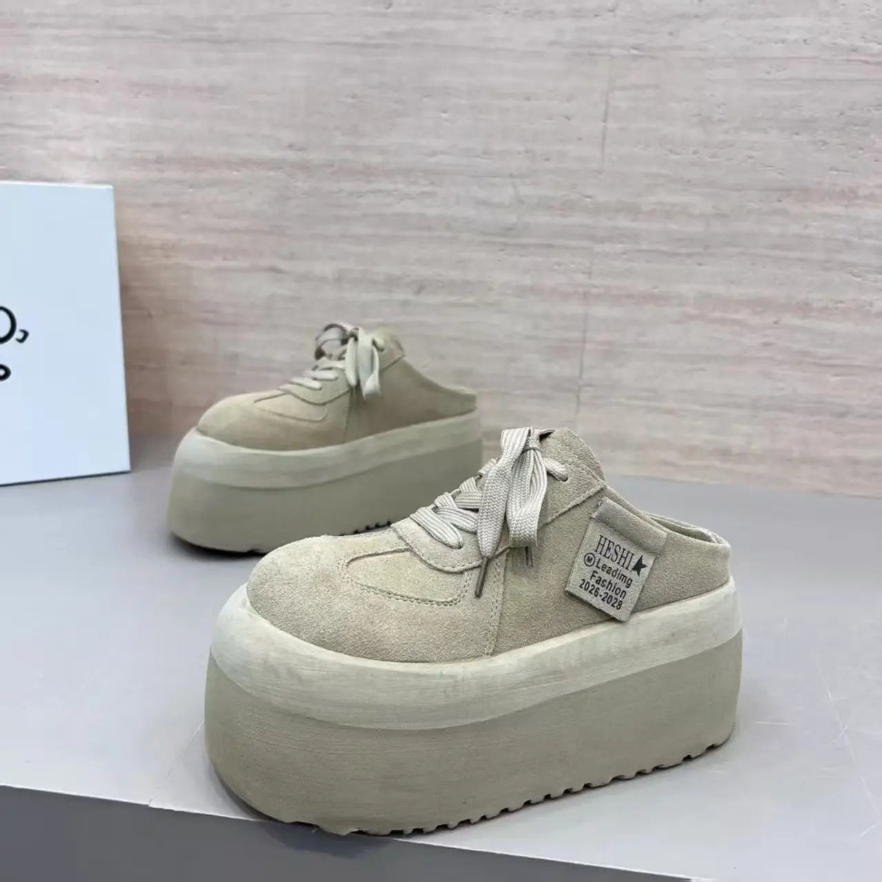 Pantuflas de Plataforma de Cuero Suave para Mujer, Primavera 2026, Talla Pequeña, para Uso en Exteriores, con Suela Gruesa y ...