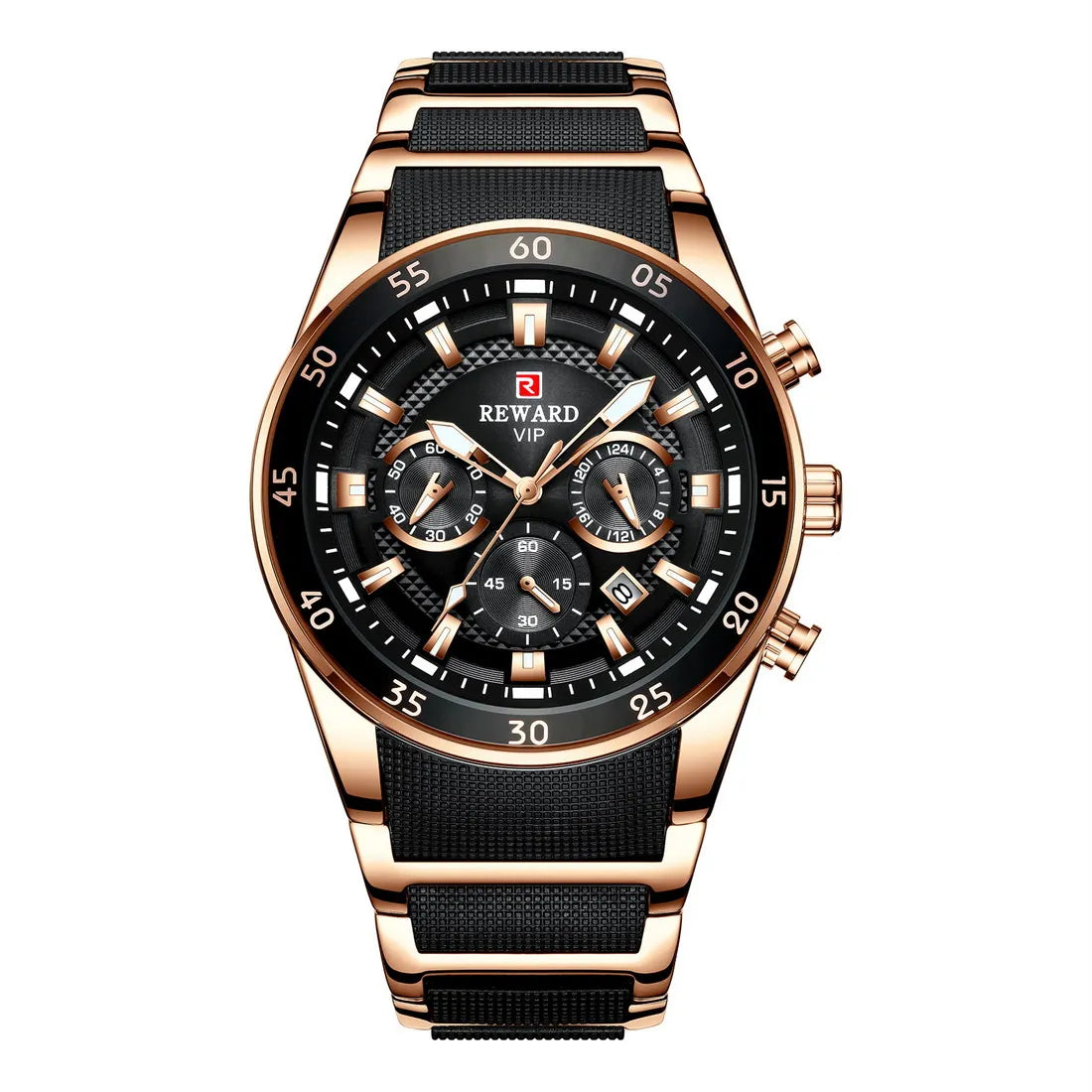 REWARD Relojes para hombre con esfera grande, marca de lujo, reloj deportivo resistente al agua, cronógrafo para hombre, reloj de cuarzo, relojes de pulsera con fecha automática
