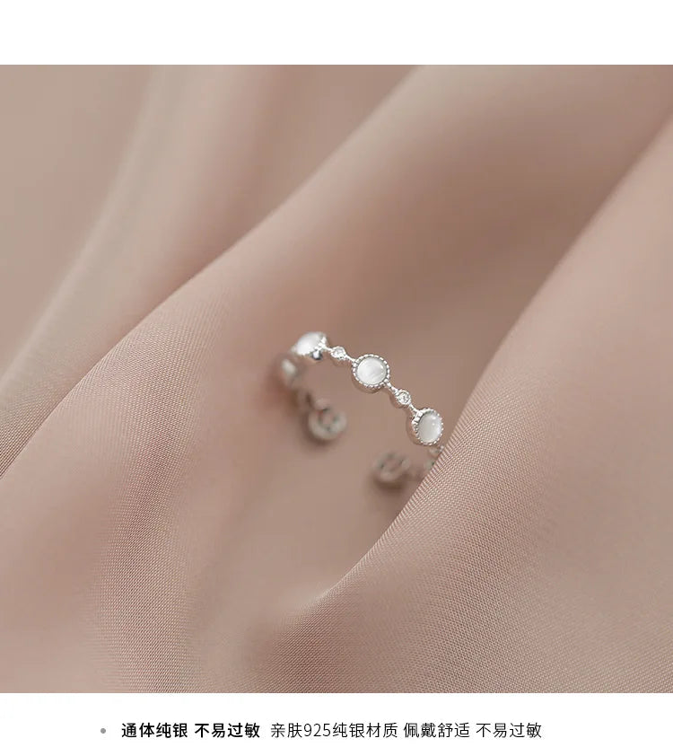 Anillo de Ópalo de Plata de Ley 925 para Mujer, Ajustable, para el Dedo Índice, Diseño Simple y Elegante, Joyería de Alta Gama, Regalo
