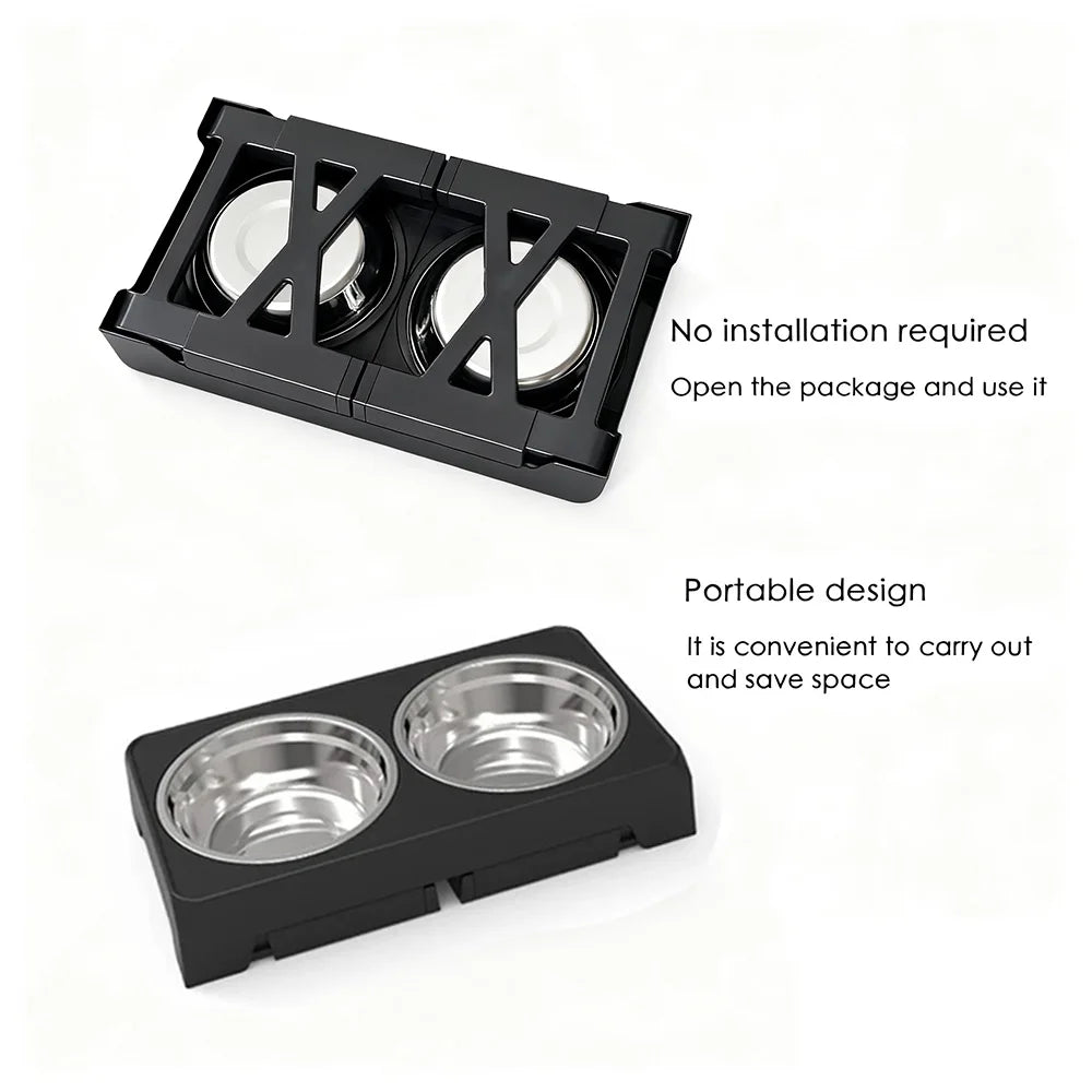Comederos Elevados para Perros con Soporte Ajustable y Doble Tazón de Acero Inoxidable para Comida y Agua, para Perros Pequeños, Medianos y Grandes