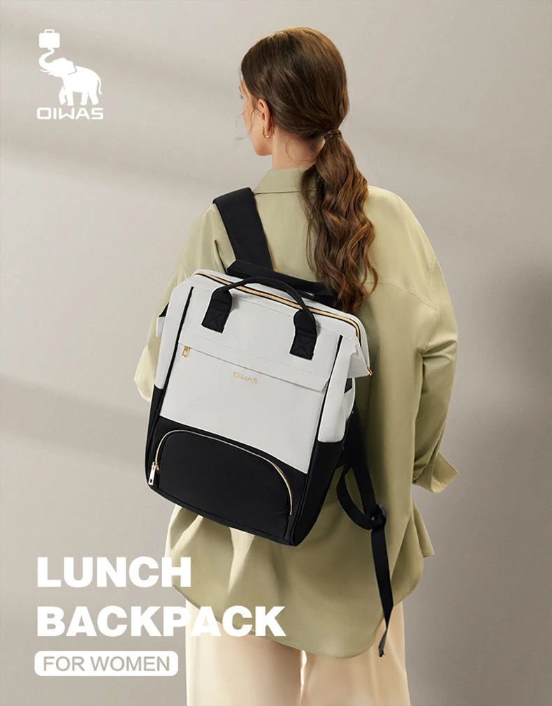 Mochila de almuerzo OIWAS para mujer, mochila para ordenador portátil de 15,6 pulgadas, mochila térmica con puerto USB, para hombres, viajes, trabajo, picnics, senderismo