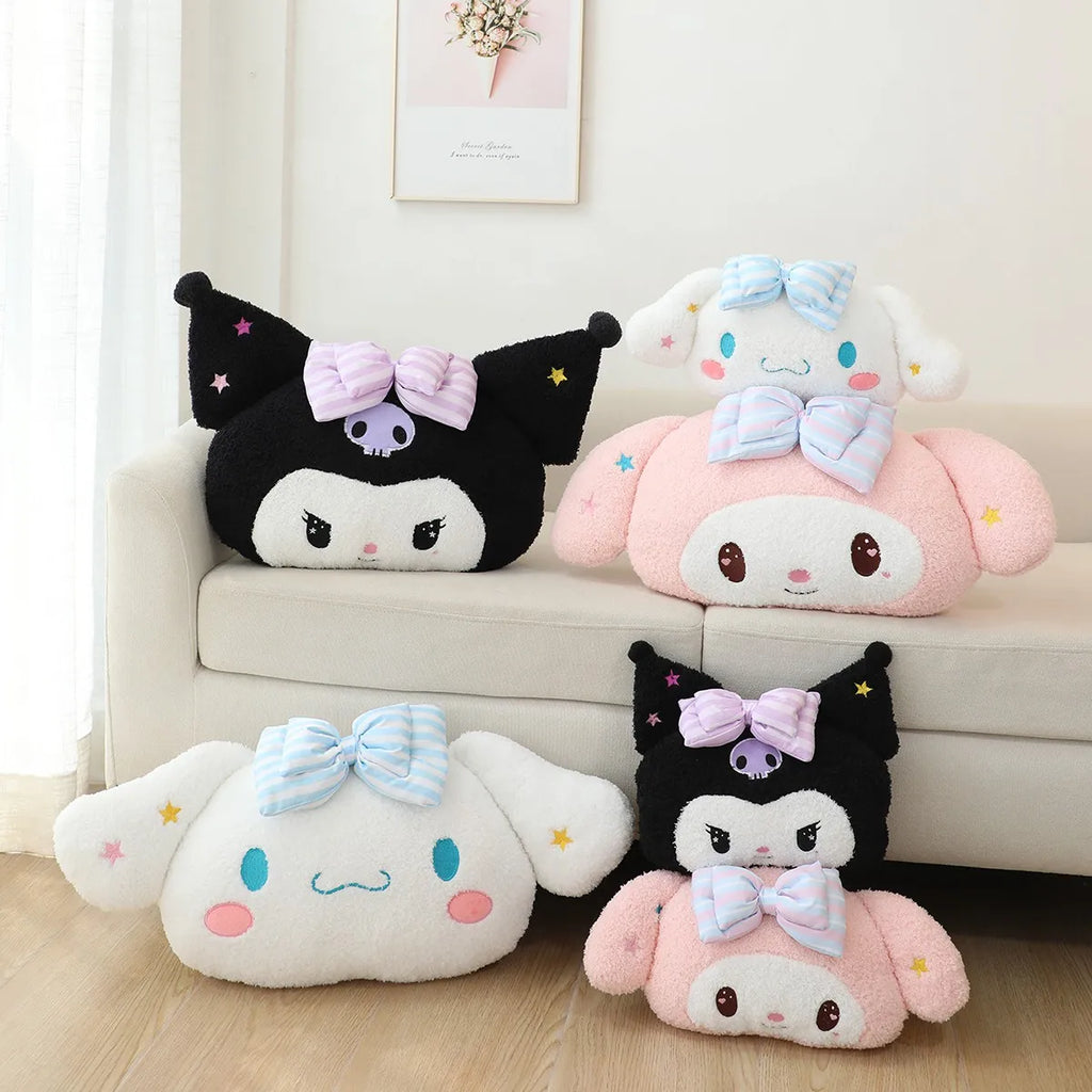 Precioso cojín trasero Kuromi My Melody para asiento de gato, reposacabezas relleno de Anime Cinnamoroll, almohada para sofá cama, decoración del hogar