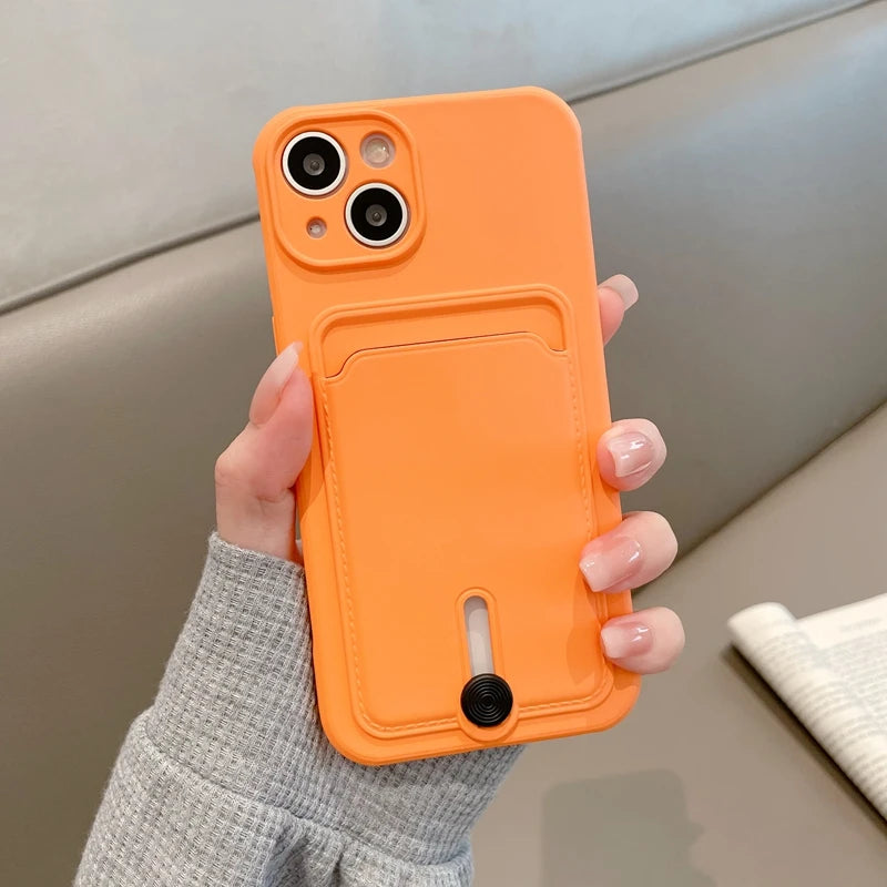 Con tarjetero funda de teléfono para iphone 16 13 14 12 11 15 pro max funda suave para iphone x xs xr max funda protección de cámara