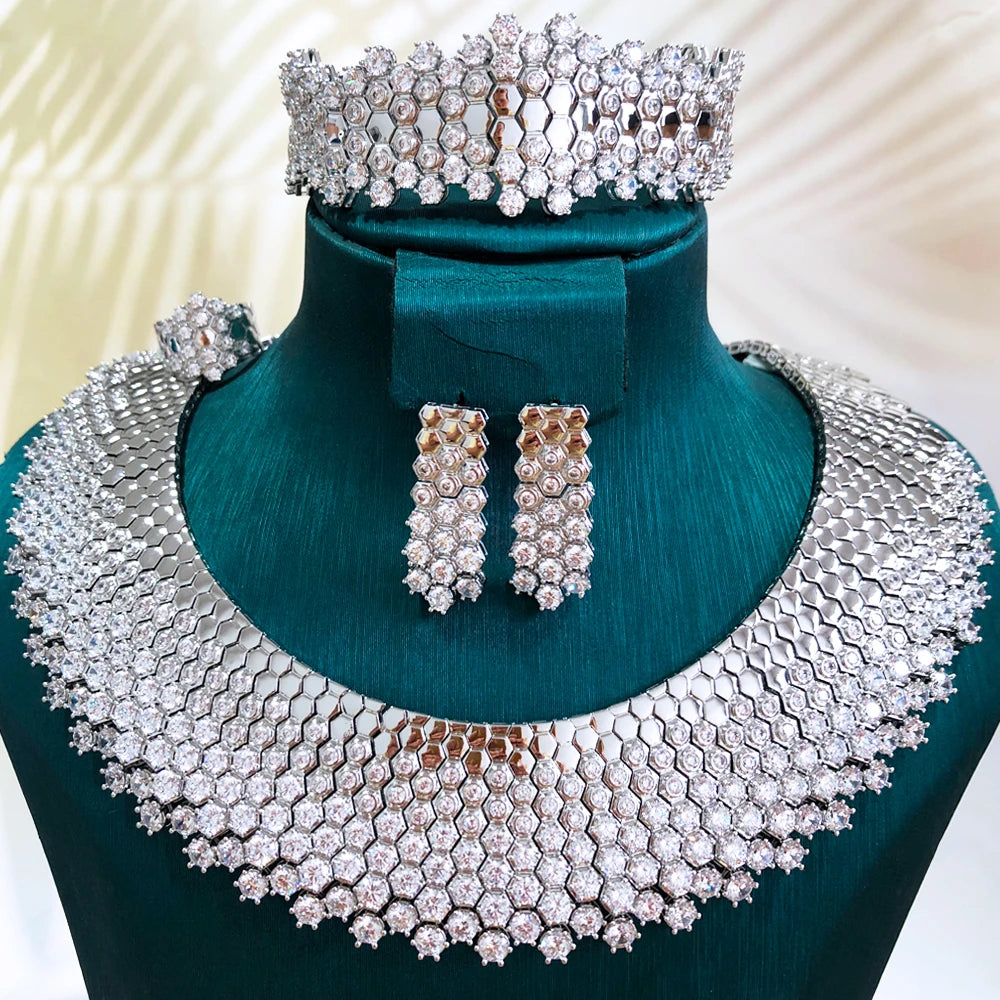 GODKI Nuevo Conjunto de Joyería Africana de Lujo con Hojas de Arce, 4 Piezas, para Mujer, Boda, Fiesta, Circonita Cúbica, Joyería Nupcial India