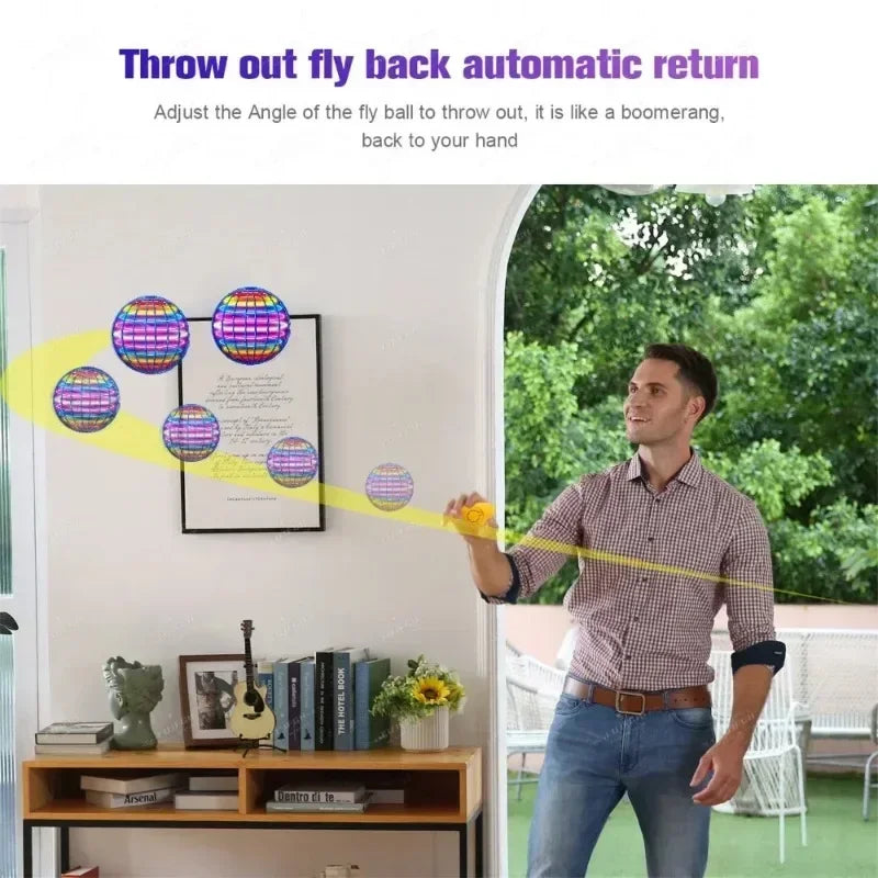 Bola voladora Boomerang Flyorb mágica con luces LED Drone Ball Fly Nova Orb Flying Spinner Fidget juguetes niños regalos de navidad
