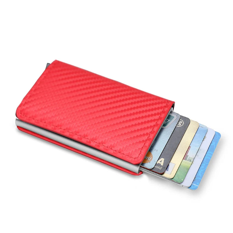 Cartera de aluminio Rfid para hombre, tarjeteros, monedero de fibra de carbono para hombre, cartera inteligente delgada de negocios, tarjetero de crédito, funda, soporte para notas