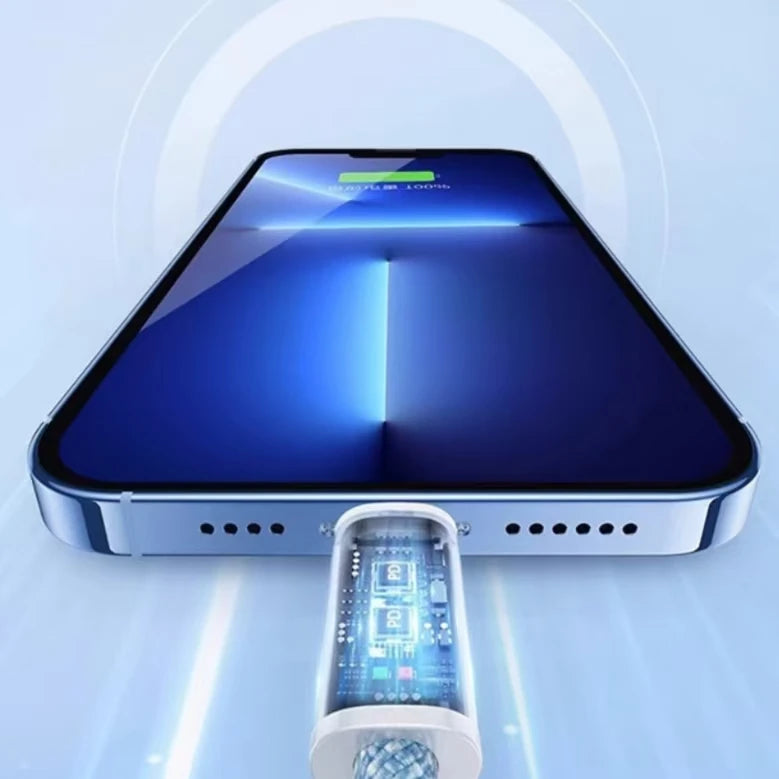 Cable USB C a C de carga rápida blanco, Cable cargador rápido USB tipo C trenzado de nailon de 60W para IPhone15/Samsung/Oppo/Vivo/Redmi A, 1 ud.