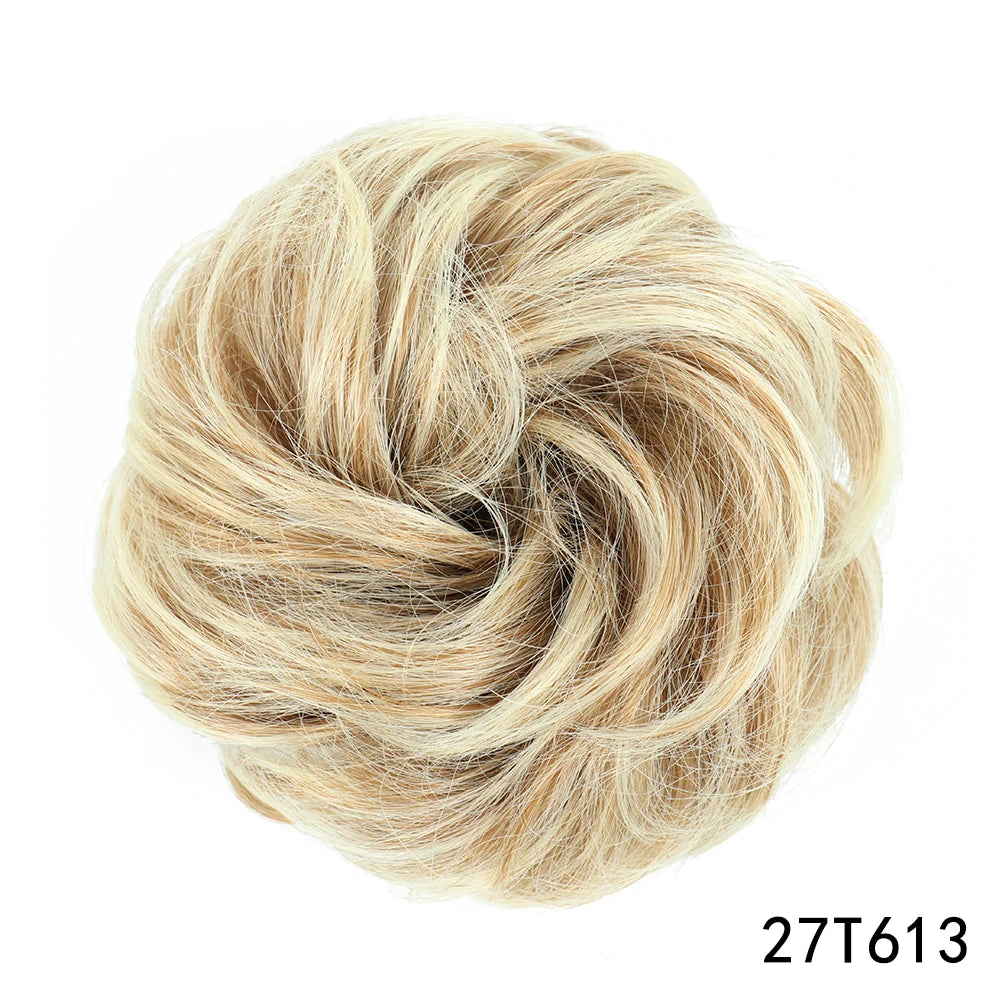 AZQUEEN moño de pelo sintético moño Natural gris desordenado banda para el cabello rizado elástico Scrunchy piezas de cabello falso para mujeres horquillas