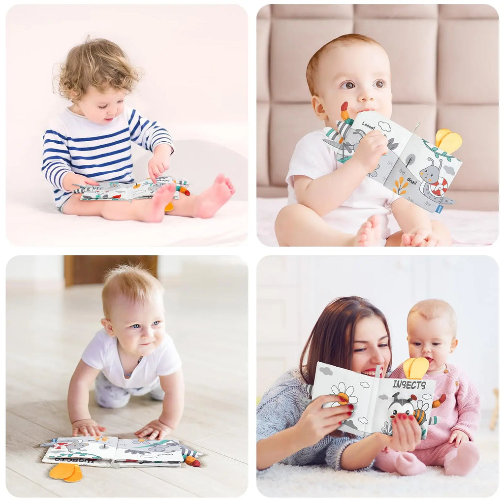 Libros suaves para bebés, juguetes 3D con tacto y sensación de tela arrugada, libros para bebés, niños, tacto y sensación arrugada, regalos para niños pequeños