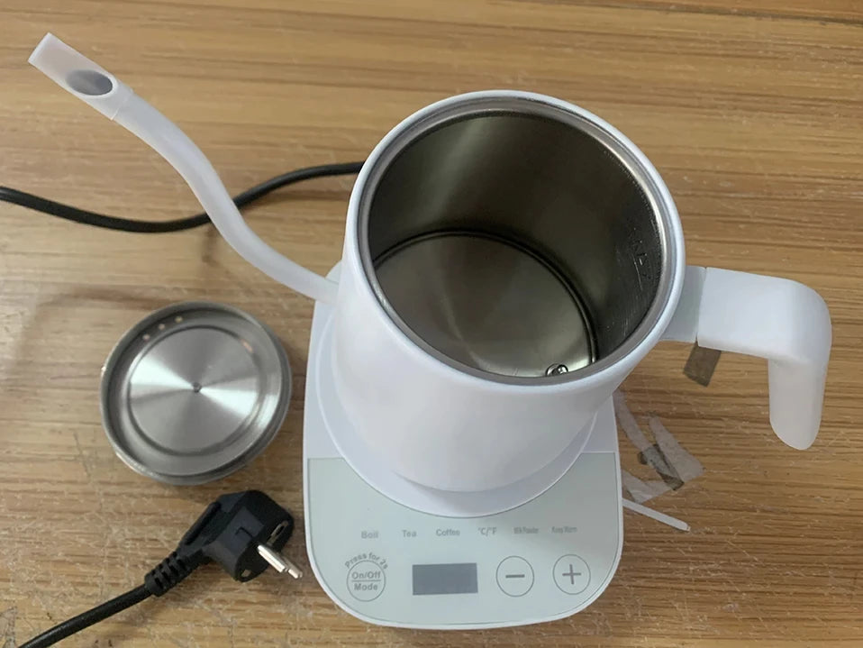 Hervidor Eléctrico de Cuello de Cisne de 800ml, Cafetera para Preparación Manual, Termo, Tetera de Acero Inoxidable 304, Jarra de Agua Inteligente con Control de Temperatura