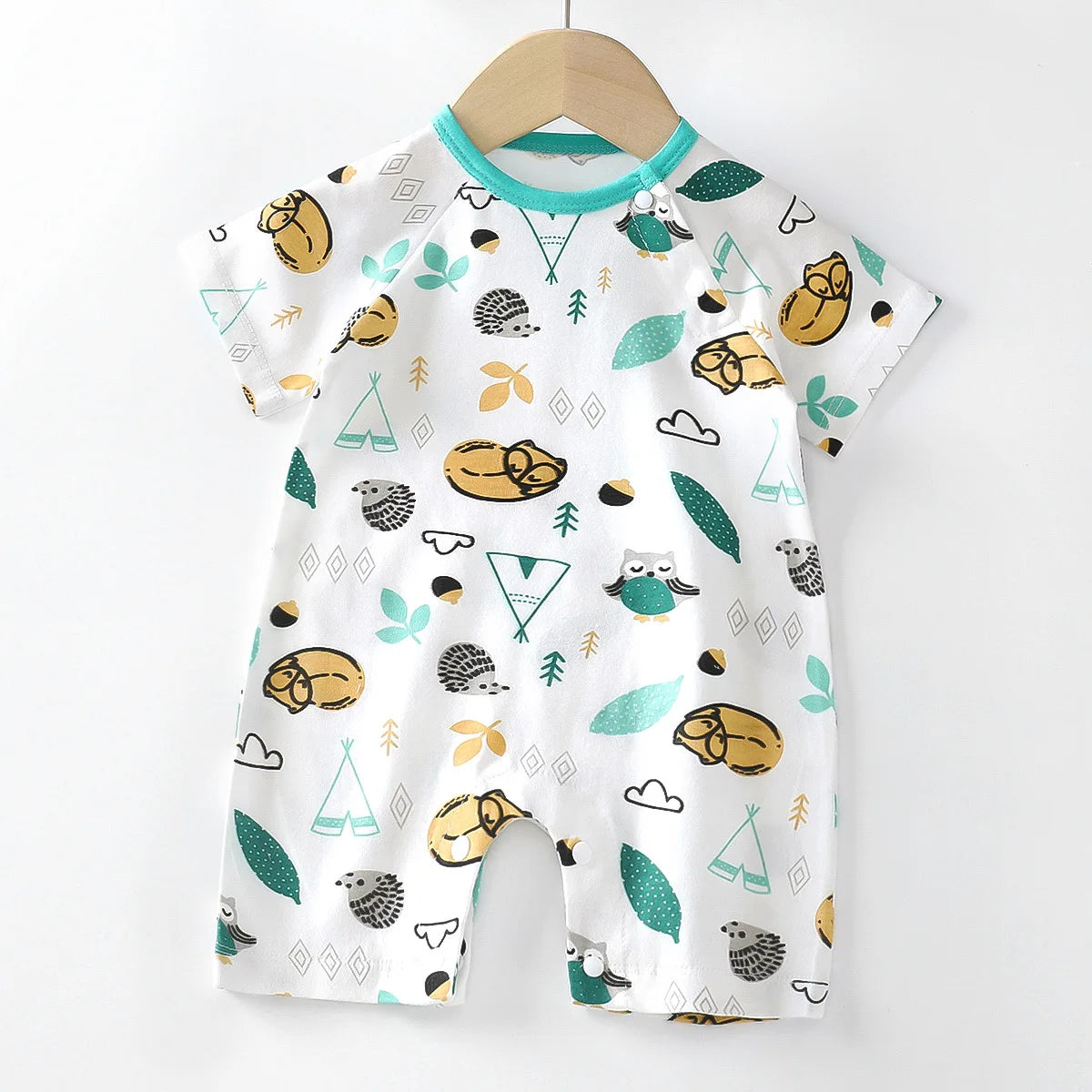 Monos de dibujos animados para bebé, mono de algodón transpirable de verano de manga corta para recién nacidos, niños y niñas, ropa para gatear