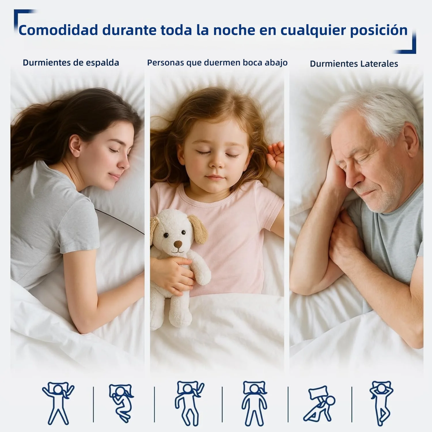 Almohada Grande y Suave, Calidad Hotelera, Almohada de Cama con Borde Reforzado de Relleno Alternativo a Plumón, Ideal para Dormir de Lado/Espalda/Boca Arriba,45*70cm.