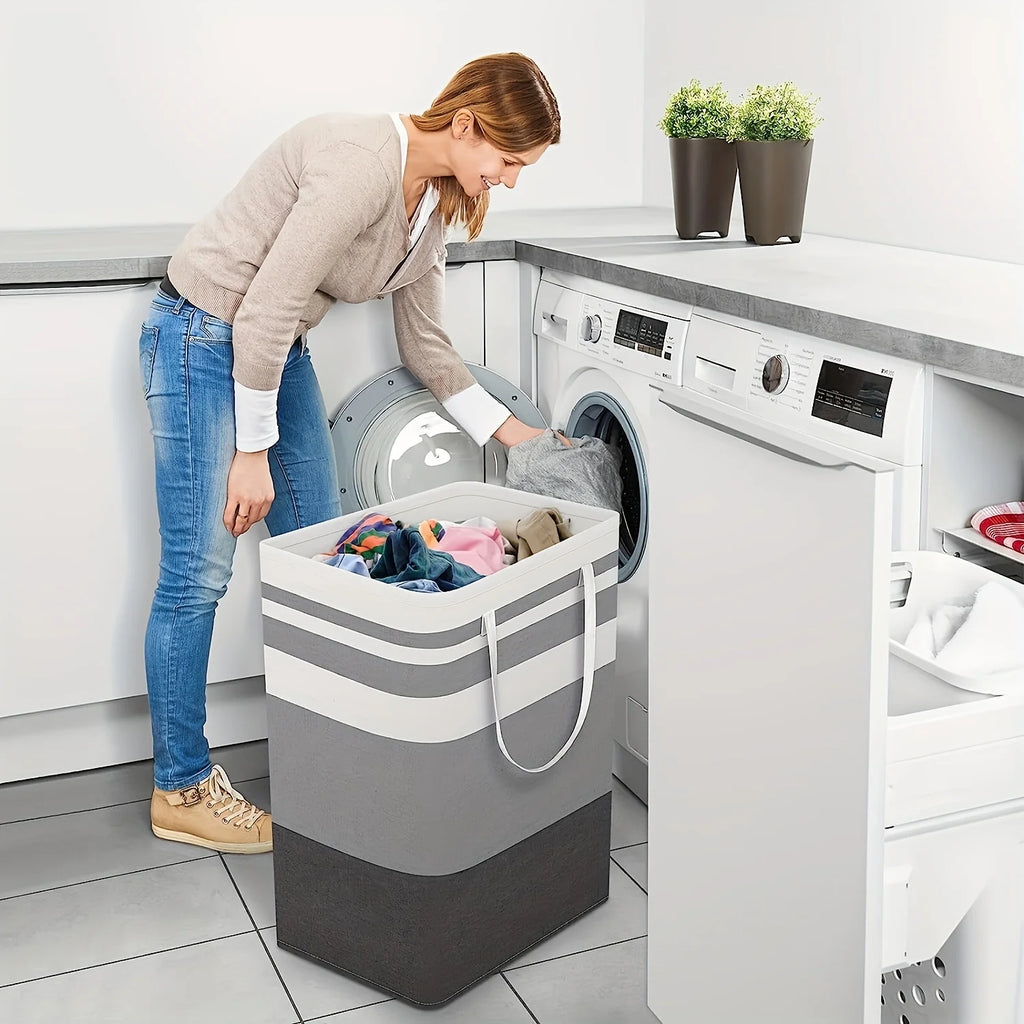 Cesto para la colada impermeable extra grande con asa extendida: organizador plegable y independiente de ropa y juguetes, cesto para la colada