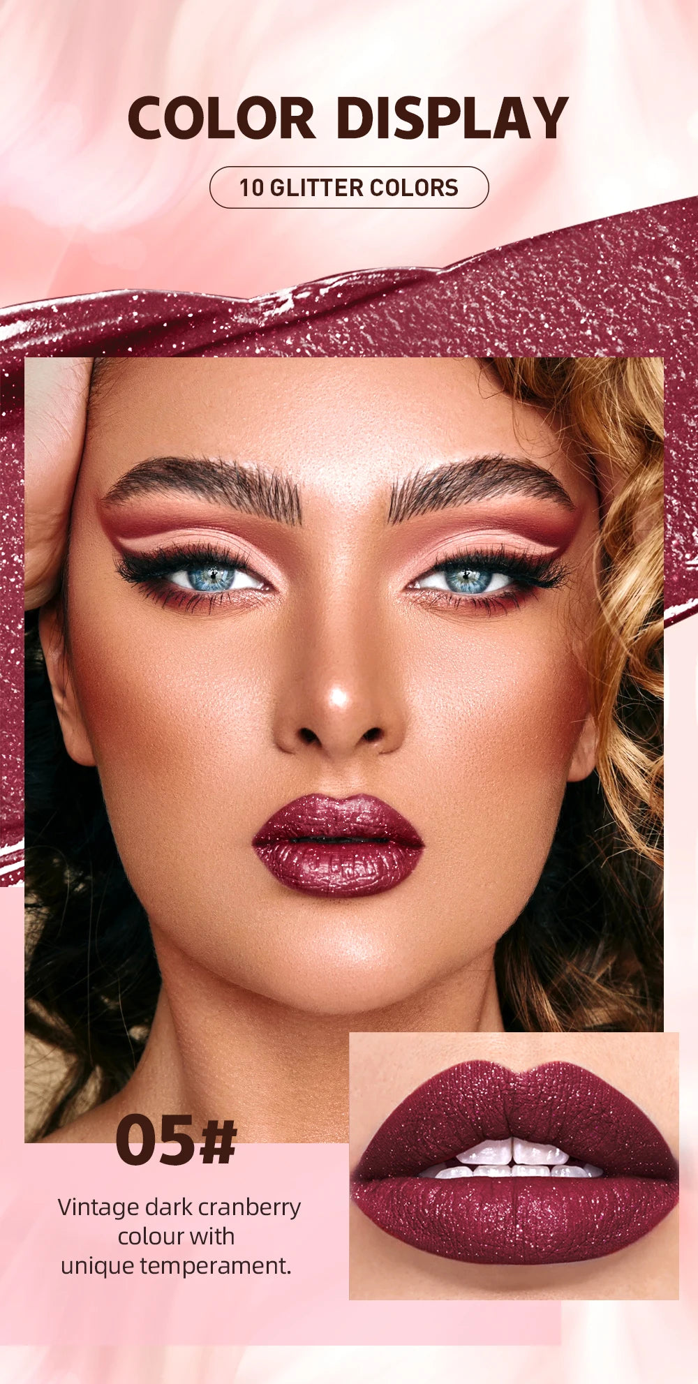 QIBEST-brillo de labios resistente al agua con brillo de diamante, lápiz labial líquido mate, esmalte de labios de perla brillante, tinte labial de larga duración, maquillaje para mujer