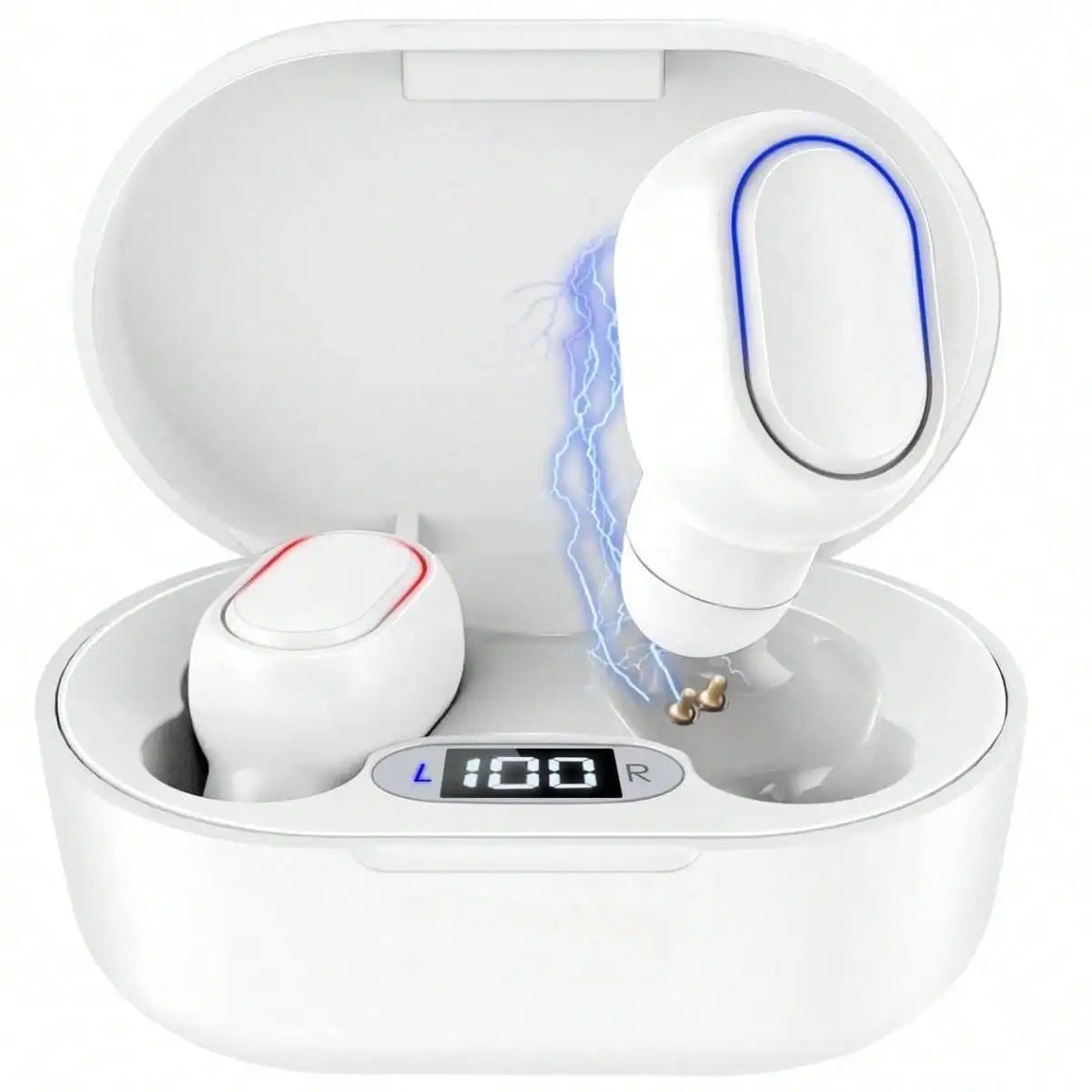 E7S Auriculares inalámbricos Bluetooth con diseño tecnológico, pantalla de alimentación con micrófono con cancelación de ruido, auriculares para coche, trabajar, deportes, entrenamiento, correr