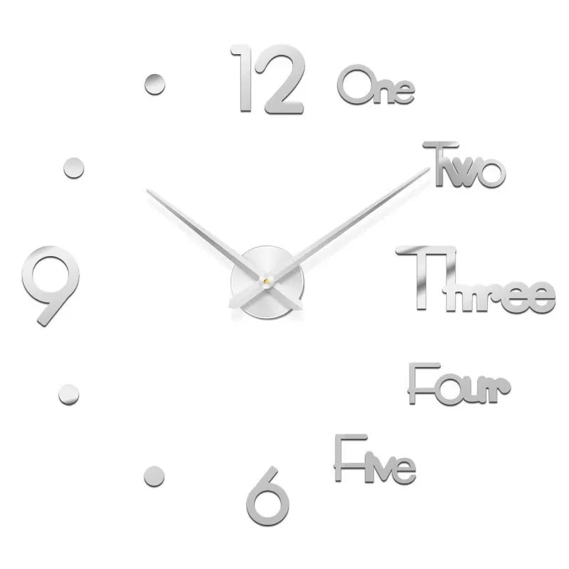 Reloj de pared con espejo acrílico de Número Romano grande 2D/3D, pegatina de moda DIY, relojes de cuarzo, reloj, decoración del hogar, pegatinas para el salón