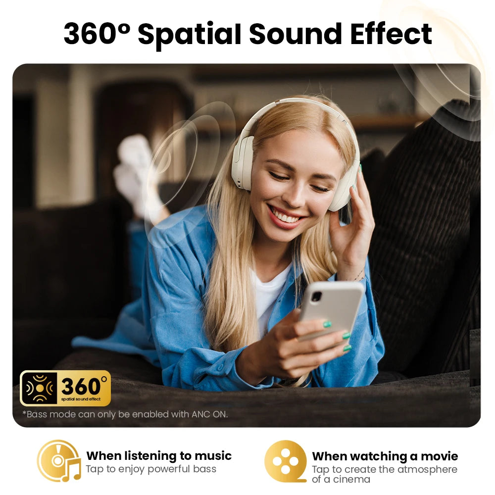 HAYLOU S30 ANC auriculares inalámbricos Bluetooth 5,4 auriculares de alta resolución 43dB auriculares adaptables con cancelación de ruido controlador de 40mm 80H