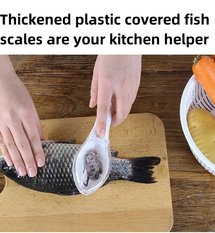 Raspador de báscula doméstica de cocina con tapa, raspador de escamas de pescado, descalcificación Manual, cepillado de herramientas de pesca