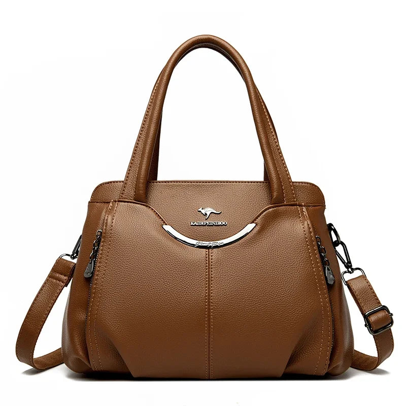 Bolsos de mano de lujo de marca genuina para mujer, bolsos de diseñador, bolsos de hombro de cuero suave, bolsos cruzados para mujer, bolso informal tipo tote.