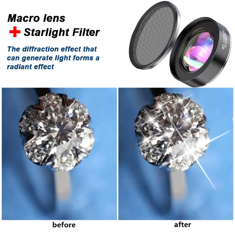 Lente Macro profesional de 120MM, lente Super Macro HD 5K, Clip Universal para cámara fotográfica, para iPhone, Samsung, Xiaomi, HUAWEI, Android