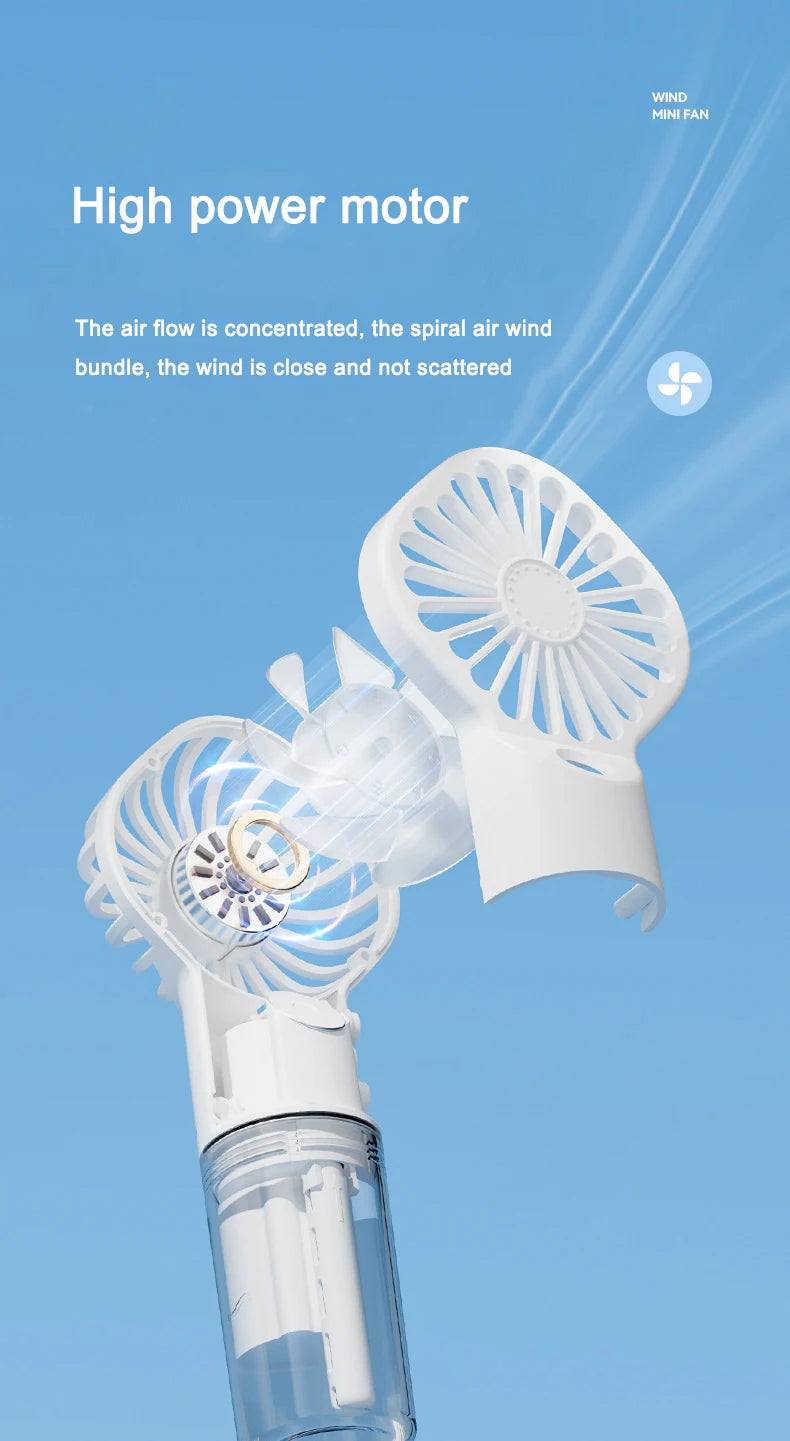 Ventilador de pulverización portátil de mano, ventilador de niebla de pulverización de agua, miniventilador de dormitorio de estudiantes, suministros de verano, herramientas de refrigeración, ventilador pequeño para exte