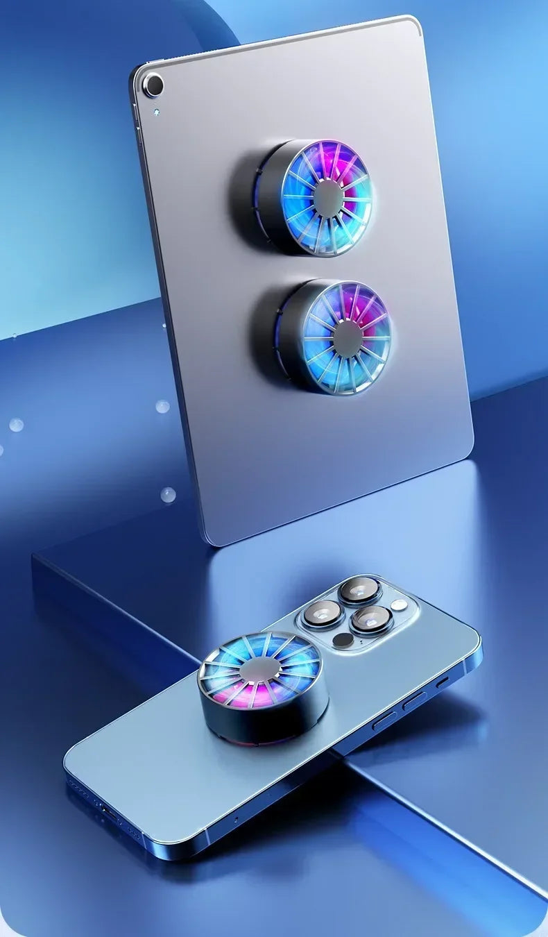 Enfriador de Teléfono Portátil Magnético, Ventilador Ligero de Bajo Ruido con Luz RGB, Enfriamiento Rápido para Teléfono, Tableta, Juegos PUGB