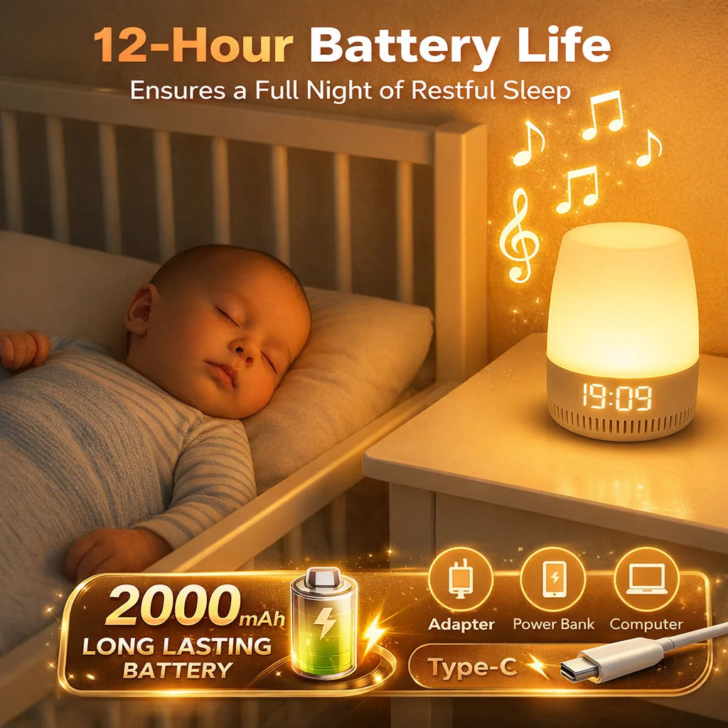 Máquina de Ruido Blanco para Dormir con Luz Nocturna, Máquina Portátil de Sonidos para Dormir, 19 Sonidos Relajantes para el Hogar, Viajes y Relajación