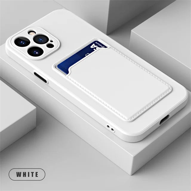 Funda tipo billetera de silicona suave de lujo para iPhone 17 Air 16 15 14 11 13 12 Pro Max Plus, Funda protectora trasera con ranura para tarjetero