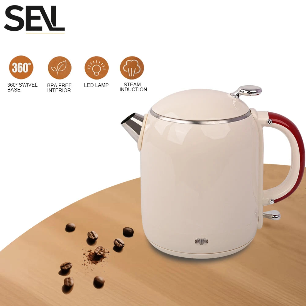 Hervidor eléctrico antiescaldaduras de 1,0 L, hervidor eléctrico sin costuras, hervidor de ebullición rápida para el hogar de acero inoxidable 304 para elaboración de café