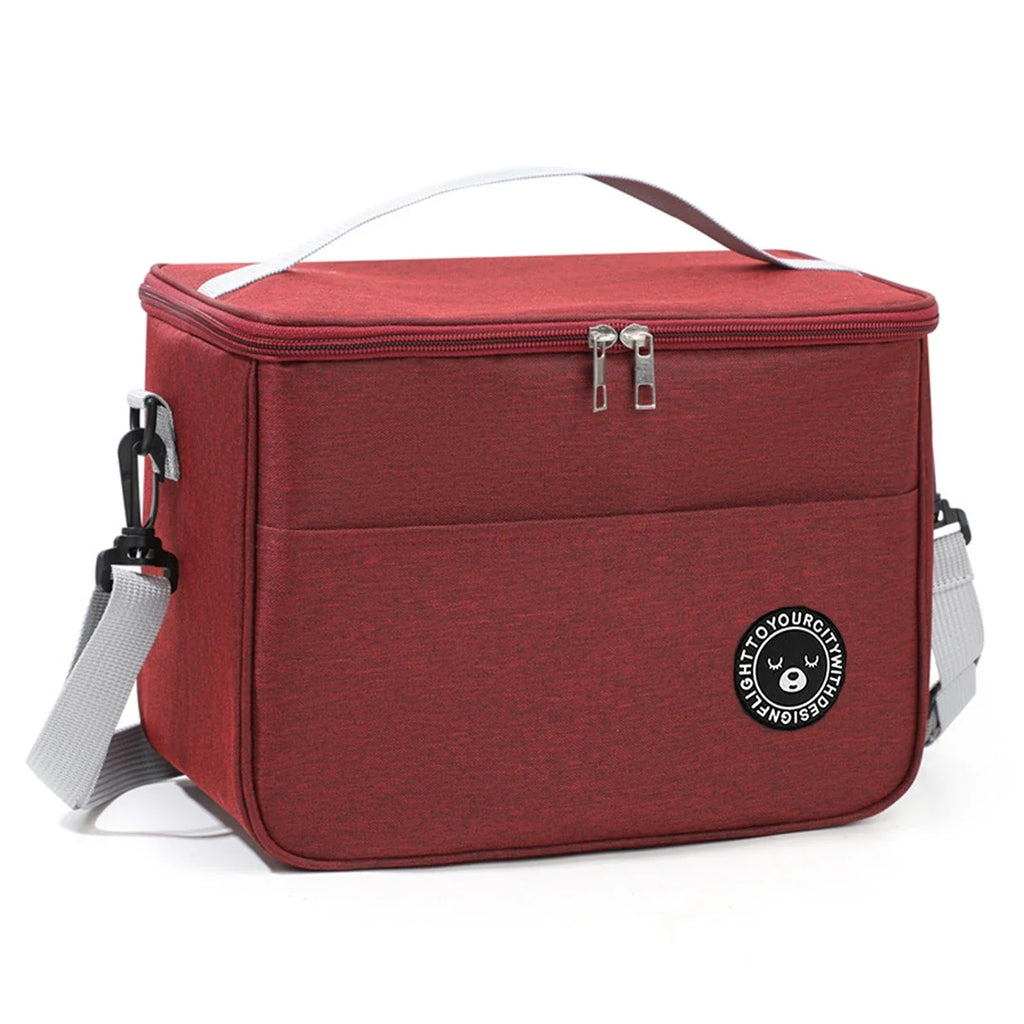 Bolsa térmica portátil con correa para el hombro, bolsa para lonchera, bolsa de almuerzo impermeable y gruesa para estudiantes.