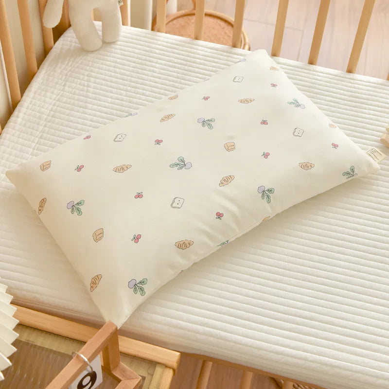 Almohada transpirable de algodón con dibujos animados para bebés y niños, almohada para recién nacidos, almohada para siesta para jardín de infantes, adecuada para uso diario, 30x50cm