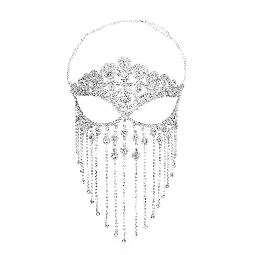 StoneFans máscara de diamantes de imitación de flores de cristal de fiesta de diseñador, joyería de Mascarada, máscara decorativa de lujo para diseño de cara, regalos para mujeres