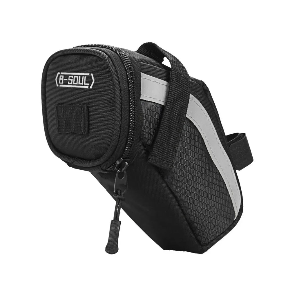 B SOUL-bolsa para SILLÍN de bicicleta, 1L, almacenamiento pequeño, asiento de ciclismo negro, bolsa trasera, Kit de accesorios, herramienta, accesorios reflectantes para ciclismo