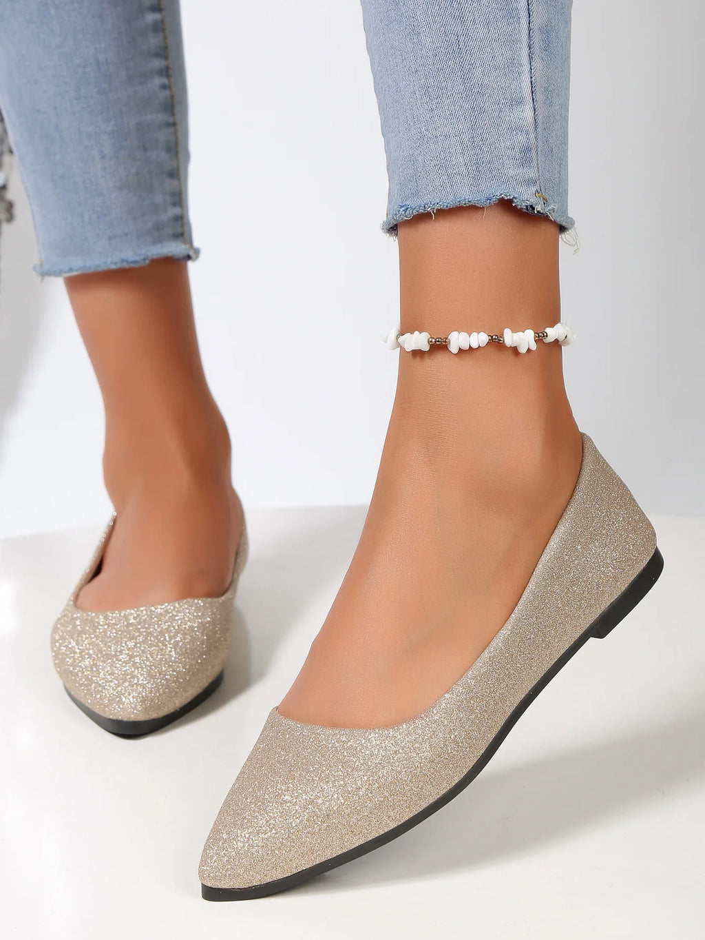 Nueva llegada 2024 zapatos de verano bonitos y a la moda con punta estrecha para mujer, zapatos planos de bailarina, zapatos informales cómodos para mujer