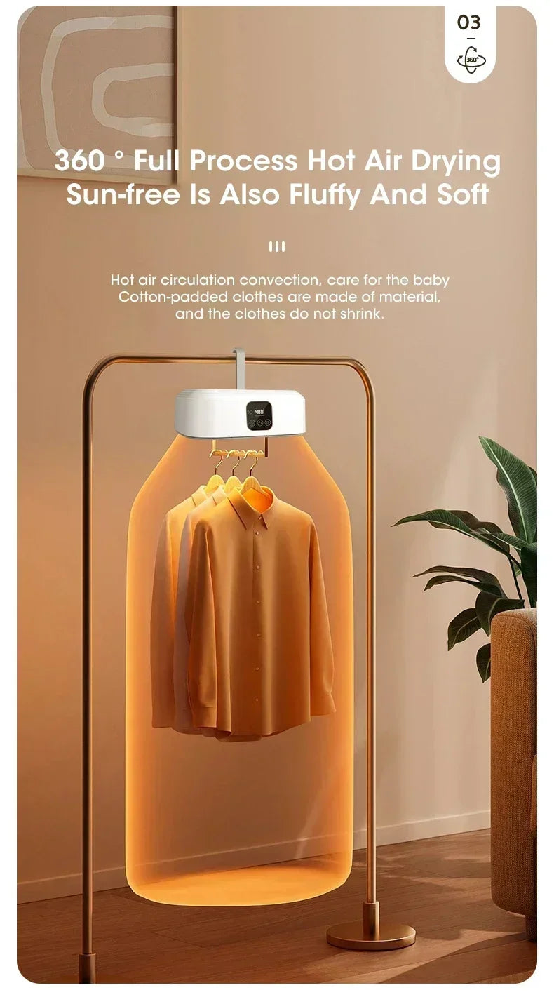 Mini secadora portátil, secadora eléctrica plegable, armario doméstico de secado rápido con temporizador inteligente y bolsa de secado, estilo de viaje compacto