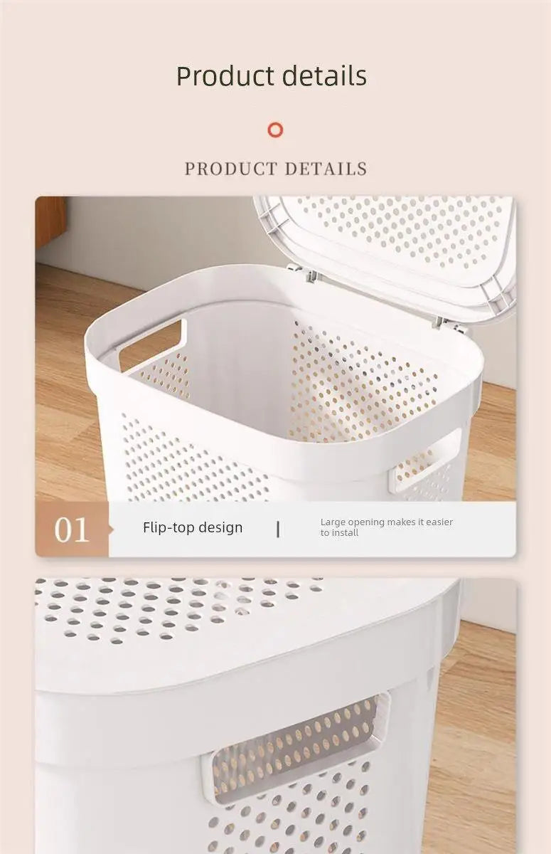 Cesto para Ropa Sucia de Gran Capacidad con Ruedas y Tapa para Baño, Uso Doméstico, Organizador de Almacenamiento para Dormit...